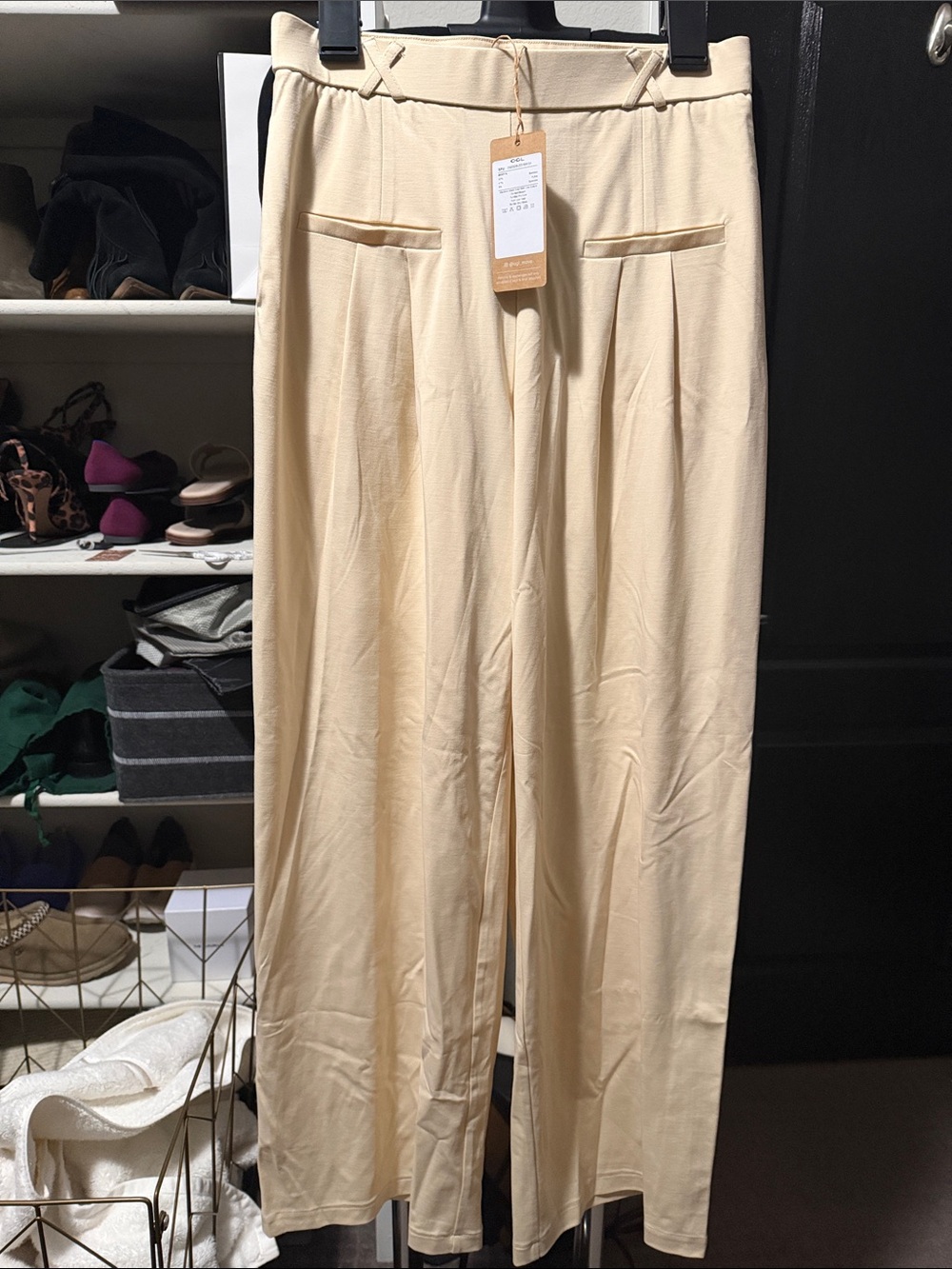 OGL Drapey Bamboo Ponte Mid Rise Wide Leg Trouser with Pockets